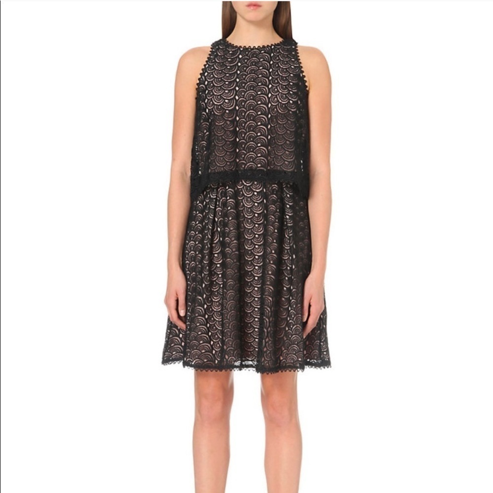 NEW Reiss Black Remi Layered Lace Dress SIZE 0